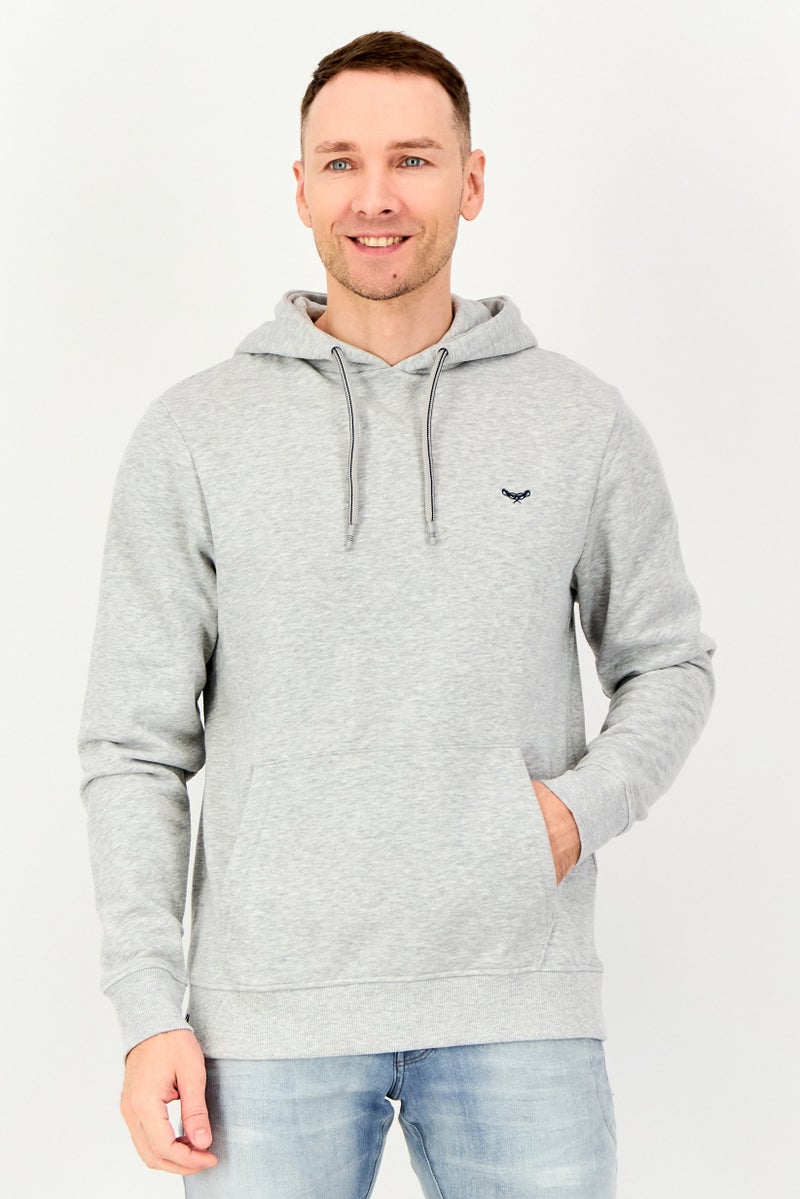 Threadbare Men Embroidered  Long Sleeve Hoodies, Grey - Image 1